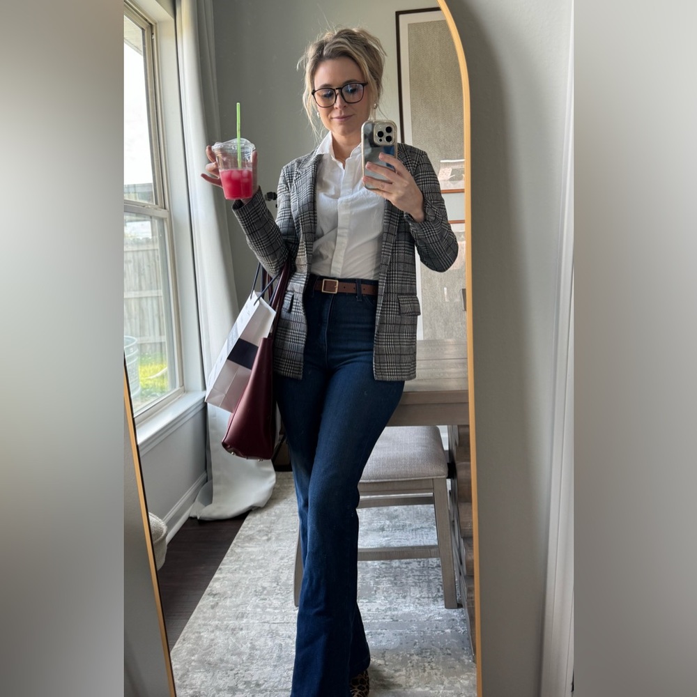 LOFT White Button-Up Crop Blouse Shirt - Picture 2 of 11